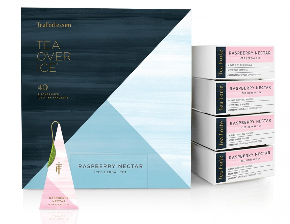 Cutie cu 40 de piramide de ceai rece  Tea Over Ice Raspberry Nectar