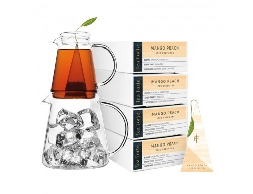 Set cadou cu ceainic pentru ceai rece si 10 piramide ceai rece Iced Tea Mango Peach Gift