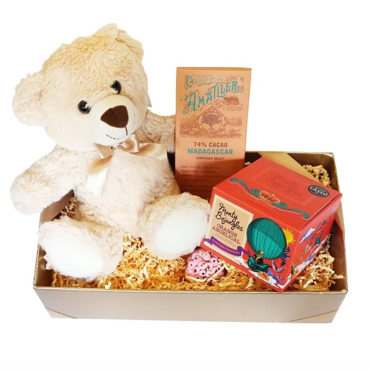 Pachet cadou pentru copii cu ursulet din plus cu ciocolata Amatller si Monty Bojangles