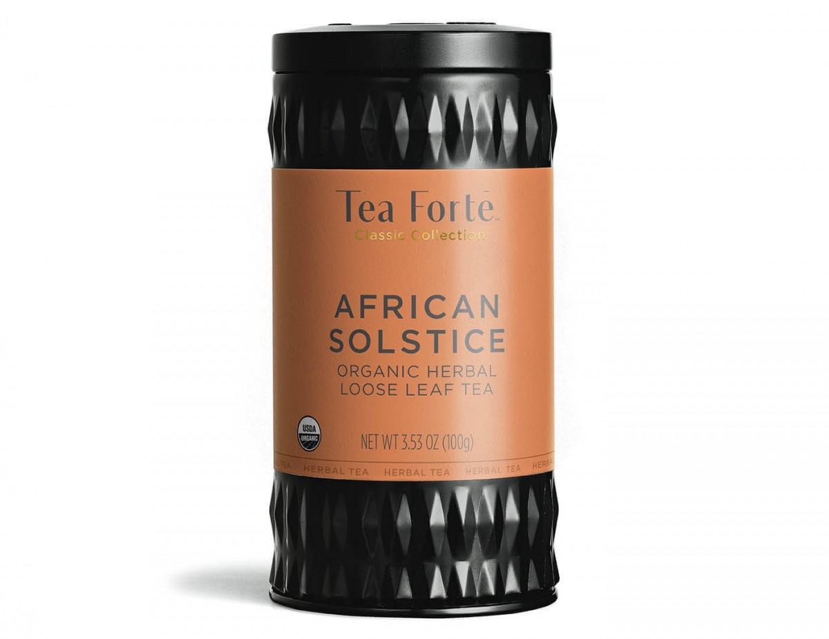 Cutie metalica cu ceai rooibos si fructe de padure, African Solstice, 50 de portii de ceai