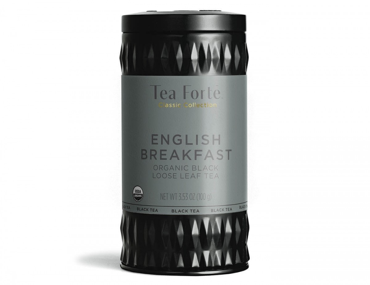 Cutie metalica cu ceai negru organic, English breakfast, 50 de portii de ceai