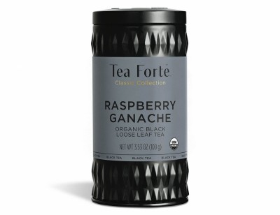 Cutie metalica cu infuzie de ceai negru cu ciocolata si zmeura, Raspberry ganache, 50 de portii de ceai