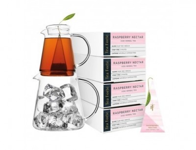Set cadou cu ceainic pentru ceai rece si 5 piramide ceai rece Iced Tea Raspberry Nectar Gift