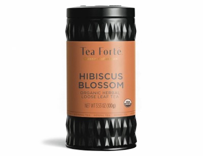 Cutie metalica cu infuzie de ceai organic hibiscus, mere si portocale, Hibiscus blossom, 50 de portii de ceai