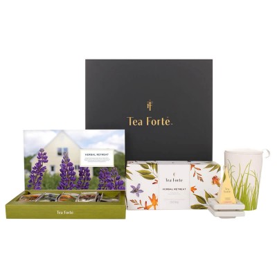 Pachet cadou cu ceai si accesorii ceai  Herbal retreat ribbon box