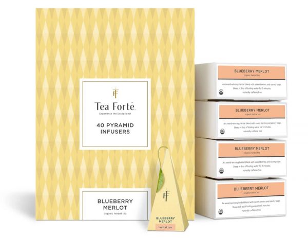 Ceai Blueberry Merlot ECO - Tea Forte- cutie cu 40 de piramide de ceai